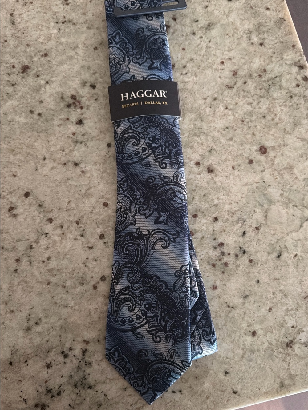 Haggar Blue Paisley Silk-Blend Tie with Navy Pattern